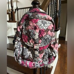 Vera Bradley Medium 100% Cotton Backpack in Retired Mocha Rouge